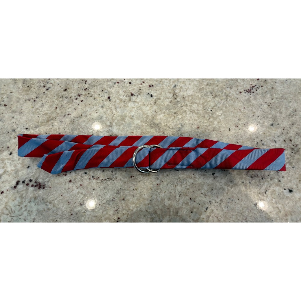 J.Crew Red & Blue Stripe Silk Ring Belt S/M